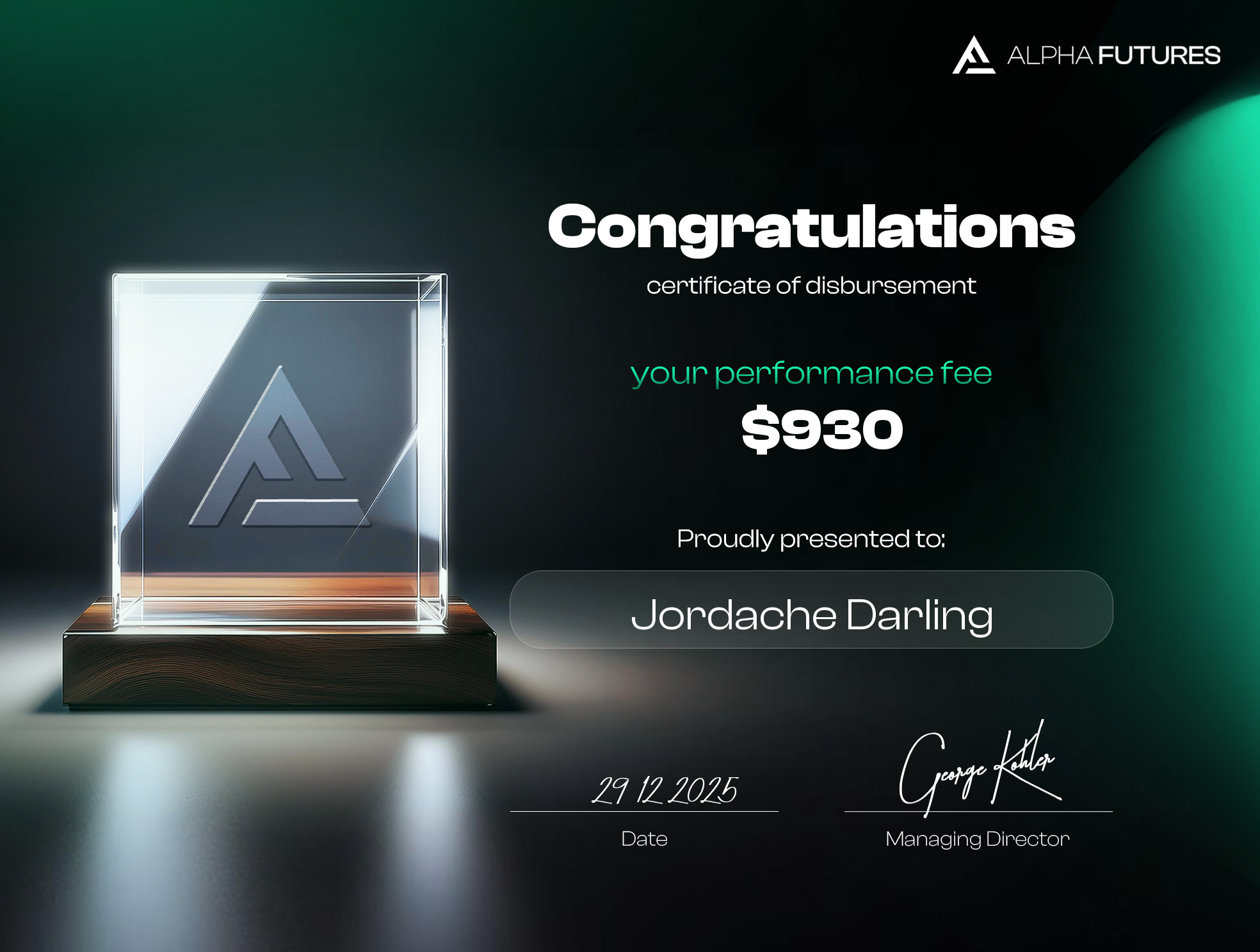 Alpha Futures historical payout image